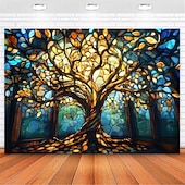 olcso Az élet fája falikép-Az Élet fája függő faliszőnyeg Fali művészet Nagy faliszőnyeg Fali dekoráció Fénykép háttér Takaró Függöny Otthon Hálószoba Nappali díszítés Ólomüveg Katedrális