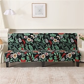 billiga Futon soffa-jacquardtyg armlös bäddsoffa överdrag soffa nyår dekor överdrag stretchskydd elastiskt bänkskydd