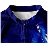 abordables Maillots pour hommes-Homme Maillot Velo Cyclisme Manche Courte Cyclisme Tee-shirt Maillot avec 3 poches arrière VTT Vélo tout terrain Respirable Séchage rapide Conception anatomique Mèche Bleu Des sports Vêtement Tenue