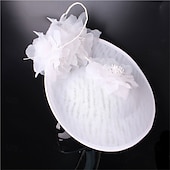 billige Coiffer-Hodeplagg Stoff Fedora-hatt Bryllup Fødselsdag Temafest Hesteveddeløp Elegant Vintage Søt Med Fjær Blomsterhodeplagg