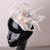 abordables Tocados-Tocados Lino Artificial Plumas Boda Fiesta de Noche Elegante Boda Con Pluma Celada Sombreros