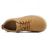 abordables Baskets-Baskets décontractées en cuir beige pour homme avec design à lacets - parfaites pour le confort au quotidien et les activités de loisirs