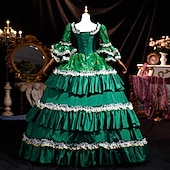 Χαμηλού Κόστους Φορέματα-Βίντατζ Ροκοκό Αναγέννησης Μάξι Φορέματα Κανονικό Juliet Πριγκίπισσα Νύφη Πλισέ Μαζεμένο Πριγκίπισσα Στρογγυλή Λαιμόκοψη Φανταχτερή Φόρεμα Γυναικεία Απόκριες Μασκάρεμα Επίδοση Πάρτι Απόκριες Ενήλικες