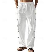 cheap Bottoms-Retro Vintage Medieval Renaissance Straight Leg Pants Pirate Viking Button Down Solid Color Men&#039;s Viking Halloween Carnival Vacation Casual Daily LARP Adults&#039; Pants