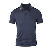 preiswerte Klassisches Poloshirt für Herren-Herren Poloshirt aus Seide, Baumwolle und Lyocell, Strick-Polopullover, Business-Casual, Revers, kurze Ärmel, formell, Farbblock, Knöpfe, Sommer, Marineblau, Braun, Armeegrün, Dunkelgrau