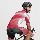 abordables Maillots pour hommes-Homme Maillot Velo Cyclisme Manche Courte Cyclisme Tee-shirt Maillot avec 3 poches arrière VTT Vélo tout terrain Respirable Séchage rapide Conception anatomique Mèche Rose foncé Pourpre foncé Rouge