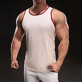 billige Treningsskjorter uten armer-Herre Singleter Vest topp Underskjorte Ermeløs skjorte Ermeløs Crewneck Vår Fargeblokk Mote Designer Feriereise Gate Ut på byen Svart Hvit Gul Topp T-skjorte for menn
