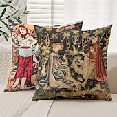 billiga Vintage stil-Vintage Medeltida Dekorativa Toss Kuddar Täcke 1PC Mjuk Fyrkantig Soffa Kuddfodral Kuddöverdrag för Sovrum Vardagsrum Soffstol