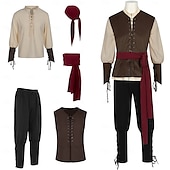 levne oblečení-Retro Středověké Renesanční Cosplay kostým Úbory Semišová vesta Pirát Rytíř Šňůrky Maškarní kostým Pánské Pirát předvečer Všech svatých Karneval Plesová maškaráda Karneval LARP Ren Faire Dospělé