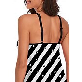 billiga Badessor-Dam Badkläder Tankini Baddräkt Elegant Skön Randig Ärmlös Baddräkter