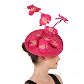 זול פאסינאטורים וכובעים-אביזר לשיער פשתן פו חתונה מסיבת ערב אלגנטית חתונה עם פרח כיסוי ראש כיסוי ראש