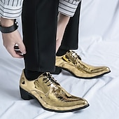 baratos Formal-sapatos masculinos para baile de formatura - oxfords de couro sintético com padrão floral azul vibrante para uso formal e de festa