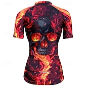 cheap Women&#039;s Jerseys-Women&#039;s Cycling Jersey Short Sleeve Bike Tee Tshirt Jersey with 3 Rear Pockets Mountain Bike MTB Breathable Quick Dry Anatomic Design Wicking Wine Red Black Red Skull Sports Clothing Apparel