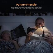 abordables Luces de lectura-1 lámpara de lectura con clip de carga para el ojo, sin parpadeo, 12 luces LED, luz de lectura nocturna para dormitorio, carga USB