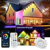 お買い得  USB電源-家のための恒久的な屋外ライト RGB 15m/10m LED ストリングライト 防水 スマート LED 軒先ライト アプリ付き &amp;リモコンクリスマスパーティー、毎日のハロウィーン、すべての休日の装飾、家の屋根と庭の照明