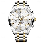 baratos Relógios Quartz-Relógio Masculino OLEVS 3675 Original Relógio de Negócios Masculino Espelho HD em Forma de Losango À Prova D&#039;Água Relógio de Cronometragem Fase Lunar Top Luxo Relógio Masculino Fashion