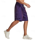 cheap Classic-Men&#039;s Cargo Shorts Shorts Bermuda shorts Casual Shorts Baggy Multi Pocket Straight Leg Plain Breathable Moisture Wicking Knee Length Outdoor Casual Running Fashion Streetwear Red Blue Micro-elastic