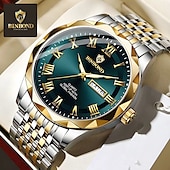 halpa Kvartsikellot-BINBOND Ylellinen miesten kello Kvartsikello Vedenkestävä Fosforeskoiva päivämäärä kronografi Nahkainen miesten rannekello Sotilasilta urheilumiehet kellot B6367