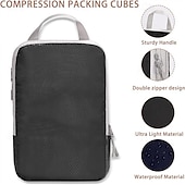 economico deposito bagagli e viaggi-set di cubi di compressione per l&#039;imballaggio da viaggio, borse portaoggetti di grande capacità da 4 pezzi con tessuto a motivo a rombi, organizer impermeabile per bagagli