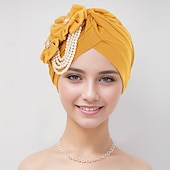 abordables Coiffure de mariage-Coiffure Mélange Polyester / Coton Chapeau souple Turbans Mariage Soirée Rétro Avec Perle Perlage Casque Couvre-chef