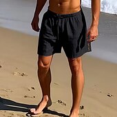 economico Vacanza-Per uomo Shorts Shorts di Lino Pantaloncini Estivi Shorts da Spiaggia Coulisse Elastico in vita Bottone laterale Semplice Comodità Traspirante Lunghezza al ginocchio All&#039;aperto Quotidiano Ferie Moda