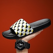 abordables Sandales décontractées-sandales à enfiler géométriques vibrantes pour hommes – chaussures d&#039;été décontractées pour la plage et la piscine