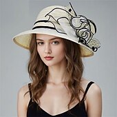 billige Partyhatter-Hatter polyester Solhatt Bryllup Ferie Te Fest Hesteløp cocktail Elegant Årgang Solbeskyttelse Med Blomster Hodeplagg Hodeplagg
