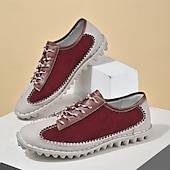 economico Sneakers da uomo-scarpe casual da uomo con lacci fatte a mano color bordeaux e grigio – scarpe da passeggio in pelle vintage