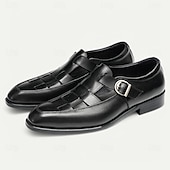 cheap Premium Leather Sandals-Men&#039;s Chic White Leather Monk Strap Shoes - Stylish Choice for Summer Weddings and Formal Events