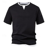 cheap Men&#039;s Casual T-shirts-Men&#039;s T Shirt Tee Short Sleeve Shirt Tee Top Short Sleeve Crew Neck Summer Plain Fashion Designer Basic Patchwork Vacation Street Going out Black Light Green Dark Grey Top Tee for Men