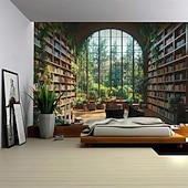 abordables paisaje tapiz-Tapestry colgante de paisaje estanterías de bosque arte mural decoración gran tapiz fondo fotográfico manta cortina decoración para el hogar dormitorio sala de estar
