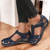 cheap Comfort Sandals-Women&#039;s Casual Comfort Sandals – Vintage Arch Support Velcro Walking Sandals with Hollow Design for Summer &amp; Outdoor Wear