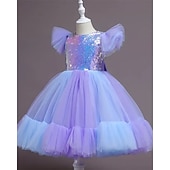 preiswerte Partykleider-Kinder Mädchen Partykleid Einfarbig Ärmellos Leistung Geburtstag Netz Schön Süß Polyester Midi Partykleid Schwingkleid A Linie Kleid Sommer Ab 4 Jahren Weiß Rosa Purpur