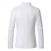 abordables Blazers Clásicos para Hombres-Hombre Graduación chaqueta Negocio Fiesta de Cóctel Fiesta de Boda Moda Casual Primavera Otoño Poliéster Plano Botones Bolsillo Cómodo Botonadura Simple Chaqueta de sport Negro Blanco Rojo Color Caquí