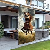 billige Dørdeksler-Morsomme dyre dekorasjoner dørdeksler hest dørtapet dørgardin dekorasjon bakgrunn innendørs/utendørs dørbanner inngangsdøren landsbygård