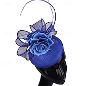 abordables Fascinators-accessoire Imitation Lin Mariage Soirée Élégant Mariage Avec Fleur Casque Couvre-chef