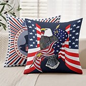 billiga Kuddfodral för semester-4 juli Dekorativa Kuddöverdrag 1PC Självständighetsdagen Amerikansk Örn Mjuk Fyrkantig Soffkudde Fodral För Sovrum Vardagsrum Soffa Stol