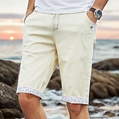 baratos Feriado-Homens Calção Shorts de linho Shorts de verão Shorts de praia Bolsos Com Cordão Cintura elástica Gráfico Conforto Respirável Curto Férias Feriado Praia Havaiana Boho Azul Azul Céu