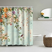 cheap Shower Curtains-Shower Curtain with Hooks 180cm*180cm(70&quot;*70&quot;) Polyester Washable Waterproof Pattern Bathroom Bathtub Decor Floral Bird Plant