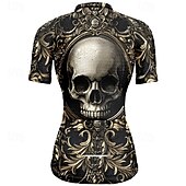 cheap Women&#039;s Jerseys-Women&#039;s Cycling Jersey Short Sleeve Bike Tee Tshirt Jersey with 3 Rear Pockets Mountain Bike MTB Breathable Quick Dry Anatomic Design Wicking Wine Red Black Red Skull Sports Clothing Apparel