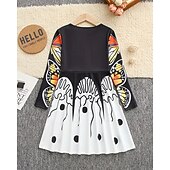 cheap 3D Butterfly Dress-Girls&#039; 3D Butterfly Dress Long Sleeve Summer Spring Vacation Daily Holiday Princess Beautiful Sweet Kids 4-12 Years Casual Dress A Line Dress Knee-length Regular Fit