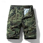 preiswerte Klassiker-Herren Cargo-Shorts Shorts mit Camouflage-Muster Shorts Sommershorts Kordelzug Elastischer Bund Mehrere Taschen Tarnung Komfort tragbar Knielang Outdoor Sport Täglich Mode Lässig Blau Khaki