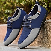 baratos Ténis para Homem-sapatos masculinos casuais com cadarço em bege e azul marinho, design exclusivo em tecido, perfeitos para o estilo e conforto do dia a dia