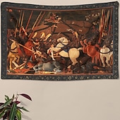 ieftine Tapiserie medievală-Tapițerie Medievală Tapițerie din Evul Mediu Artă Gothic Artă de Perete Tapițerie Mare Decor Murale Fotografie Fundal Plaid Cortină Acasă Dormitor Salon Decorare Bătălia de la San Romano