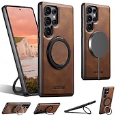 Χαμηλού Κόστους Samsung Θήκη-τηλέφωνο tok Για Samsung Galaxy S24 Ultra Plus S23 Ultra Plus S22 Plus Ultra S25 S25 Plus S25 Ultra Πίσω Κάλυμμα με βάση στήριξης Μαγνητική Υποστήριξη ασύρματης φόρτισης Ρετρό TPU PC PU δέρμα