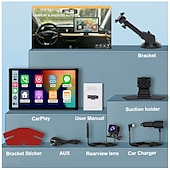 זול DVR לרכב-מסך נייד 4k לרכב מסך מגע hd 9 אינץ&#039; אלחוטי לרכב משחק עם מצלמת גיבוי שליטה קולית fm wifimirror link עבור apple carplay/android auto