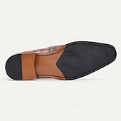 cheap Premium Leather Loafers-Men's Classic Brown Crocodile Pattern Leather Dress Shoes - Ideal for Business Meetings and Kentucky Derby