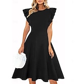 preiswerte Kleider-1950er Gerüscht Vintage inspiriert Midlänge Kleid Damen Alltagskleidung Date Party &amp; Abend Erwachsene