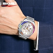 cheap Quartz Watches-SKMEI Men&#039;s Watch with Diamond Studded Rainbow Circle Three Eye Six Pin Multifunctional Quartz Watch