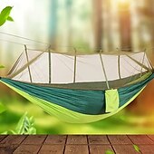 abordables Protection Solaire-1 hamac de camping en nylon robuste avec moustiquaire - anti-insectes solaire auto-respirant comprenant une ceinture d&#039;arbre et un sac de voyage d&#039;aventure en plein air portable